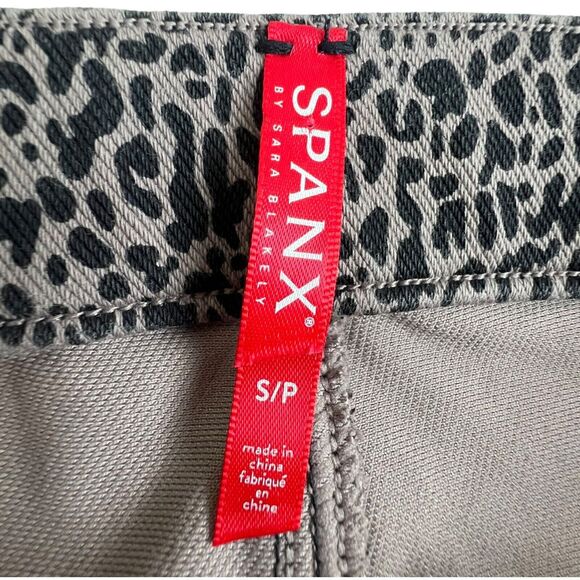 Spanx Womens High Rise Black Tan Animal Print Pull On Jean-ish Ankle Jeans Small - Picture 7 of 8